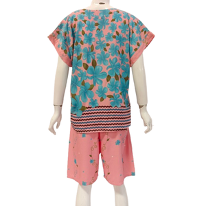 Summer Casual Simple V-neck Floral Print Shot Trouser and <b>Short</b> Sleeved Pajama. Made of 100% Rayon <b>Cool</b> Soft Smooth Fabric - Product Image 4