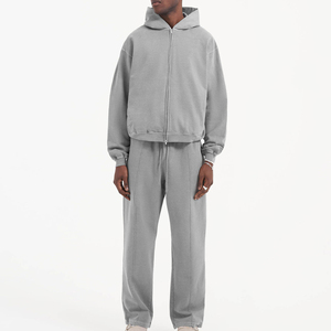 Haute qualité hommes lavage à l'acide survêtement sweat à capuche et jambe droite pantalon de survêtement évasé survêtement pour hommes - Product Image 4