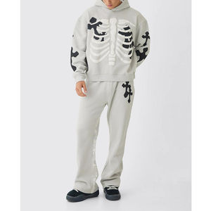 Survêtement pour homme de haute qualité, en coton tissé d'hiver, streetwear, lourd, surdimensionné, ample, à capuche, survêtement croisé - Product Image 1