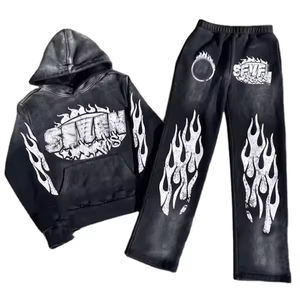 Ensemble de jogging à capuche OEM pour hommes, délavé à l'acide, design unique de haute qualité pour la saison d'hiver, survêtements grande taille pour adultes, nouveauté - Product Image 1