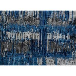 Tapis Kavi bleu noué à la main en laine et soie de bambou Unstring Srb(709) à motif abstrait pour usage domestique - Product Image 3