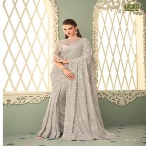 Exportateur indien qualité robe étonnante attrayant lisse Georgette Saree Blouse avec séquence travail fabrication de l'Inde - Product Image 1