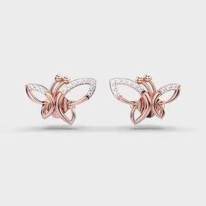 Elegantes pendientes de diamantes de moissanita de oro de 14 quilates, claridad VVS mejorada disponible para suministro al por mayor y exportación en todo el mundo - Product Image 2