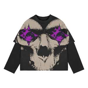 <b>Long</b> Sleeve T Shirts Unisex Crewneck Double Layer <b>Long</b> Sleeve T Shirts <b>Men</b> Custom Blank Double Layer Sleeve T-Shirt for <b>Men</b> - Product Image 1