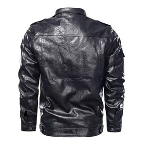 Veste en cuir pour homme, nouvelle mode 2024, poches sur la poitrine, veste en cuir marron pour homme, fermeture éclair, moto, taille plus, manteaux pour homme - Product Image 5