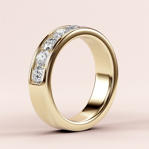 แหวนเพชรโมอิสแท้14K สีเหลืองและสีขาวขนาด3มม. 2กะรัตสำหรับวันครบรอบแต่งงานปรับแต่งได้ - Product Image 1