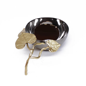 Bols de service en acier les plus vendus en argent et or avec des bols à salade de fleurs dorées bols à fruits ronds pour la décoration intérieure usine directe - Product Image 1