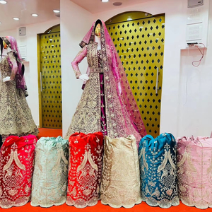 Latest Mastani Style Velvet Lehenga Set with Jarkan Work Shrug, Belt & Dupatta Winter Bridal Partywear Collection - Product Image 1