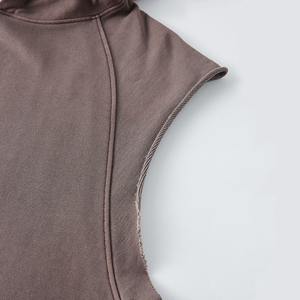 2025 Men's Summer <b>Sleeveless</b> <b>Hoodies</b> Solid Casual Baggy Street Wear with Dropped Shoulder Loose Fit 100% Cotton - Product Image 4