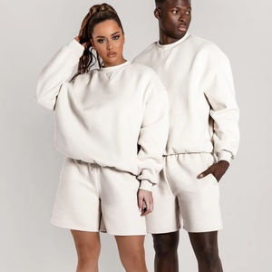 2025 Cotton Crewneck Sweatshirt <b>Set</b> Plain <b>Sweat</b> <b>Set</b> Shorts Men's Crew Neck Sweatshirt and Shorts <b>Set</b> - Product Image 1