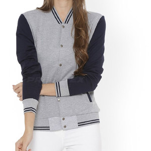 Chaqueta Letterman Personalizada para Mujer, Transpirable, de Secado Rápido, de Algodón, con Cuello Alto, Producto Terminado - Product Image 4