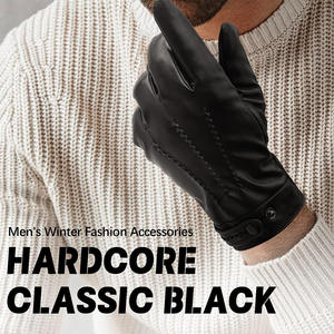 Nuevo personalizado al aire libre hombres Casual mejor producto diseño moderno colores sólidos a prueba de viento buen estilo guantes de moda de cuero - Product Image 5