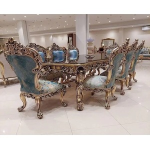 ชุดรับประทานอาหาร8ที่นั่งแบบโบราณสำหรับคฤหาสน์หลวงโต๊ะรับประทานอาหารไม้สักสไตล์วิคตอเรีย - Product Image 1