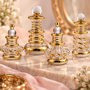 Venta al por Mayor de Mini Botellas de Perfume de Vidrio Transparente Soplado a Mano, Personalizables con Logotipo en Color, Decoración de Oro de 24K, Lujo Egipcio - Product Image 4