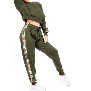 Custom Logo Winter Women's Tracksuit <b>Fleece</b> <b>Jogger</b> Sets Breathable Plain Crop Hoodie Sweatpants 100% Cotton - Product Image 3