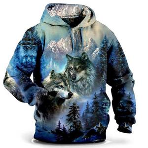 Sudadera con capucha de animales, Sudadera con capucha para hombre, camiseta gráfica de Lobo, 3D jersey con estampado, ropa de gran tamaño para hombre, Tops, ropa de calle de otoño para hombre - Product Image 2