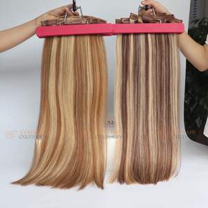 Vente flash - Extensions de cheveux humains en clip, style lisse, cheveux vietnamiens Remy de qualité 12A, trame unique - Product Image 4