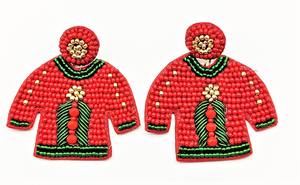 Pendientes de Navidad geométricos bonitos de moda, casa de dulces, camión, árbol de Navidad, bola, muñeco de nieve, colgante, perlas, aniversario - Product Image 3