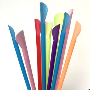 Disposable Colored Smoothie <b>Drinking</b> <b>Straws</b> With Spoon Shape Convenient Plastic Spoon <b>Straws</b> - Product Image 5