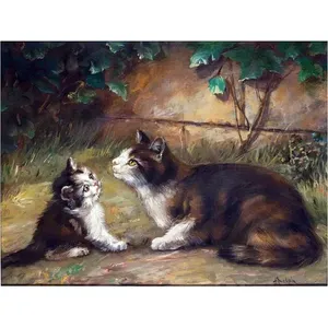 Mural de azulejos con acento de dos gatos, arte de pared para cocina y baño, contra salpicaduras en murales de pared de cerámica, categoría de producto - Product Image 1