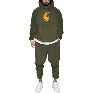 Vêtements de sport décontractés pour hommes, pulls à capuche en molleton de couleur unie respirants avec pantalons de survêtement, ensemble de pulls streetwear - Product Image 2
