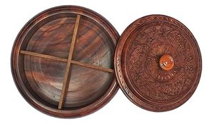 Caja Redonda de Madera para Frutos Secos, Diseño Artesanal, para Festivales y Regalos de Boda - Product Image 3