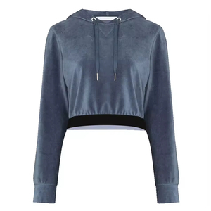Sudadera Corta con Capucha para Mujer, Logotipo Personalizado, Manga Larga, 100% Algodón, Felpa, Transpirable, Secado Rápido, Cierre con Cordón - Product Image 5