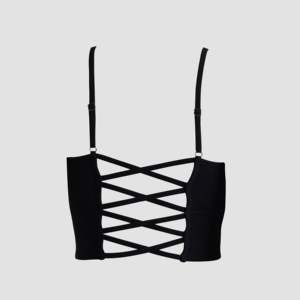 Sujetador deportivo Cami Sculpt, top corto adelgazante con compresión cómoda, sin costuras, ligero, talla XS, estampado negro - Product Image 4