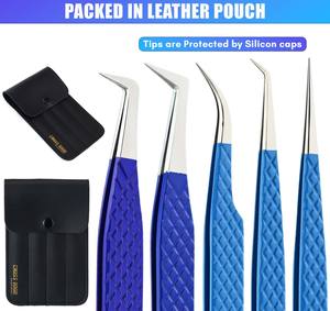 Meilleures extensions de cils à pointe en fibre Pince à épiler Design ergonomique Pince à épiler à pointe incurvée et droite Pince à épiler Volume à pointe fine - Product Image 6