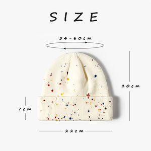 En stock chapeau d'hiver chaud unisexe de haute qualité à revers tricoté en détresse bonnet cassé avec point de couleur - Product Image 5