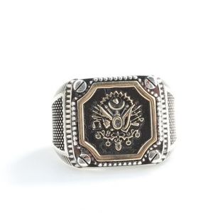 Anillo de Plata de Ley 925 para Hombre con Escudo Otomano y Armadura Islámica, Engaste de Bisel, para Uso Diario, Coleccionable Cultural - Product Image 2