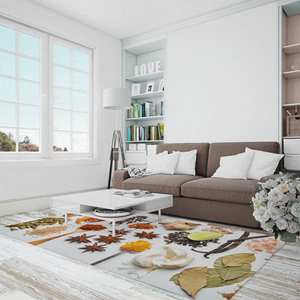 Tapis imprimé : Herbes médicinales, épices, salle à manger, cuisine, tapis moderne doux en chenille - Product Image 3