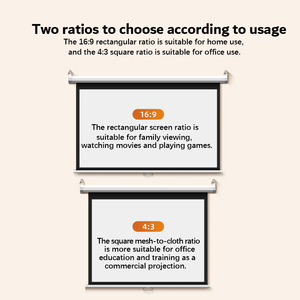 Hướng dẫn sử dụng 100 inch kéo xuống Độ phân giải 4K màn hình máy chiếu <span class=keywords><strong>PVC</strong></span> rạp hát tại nhà Rạp chiếu phim 3D phong cách vải trắng mờ Chân máy định dạng 16:9 - Product Image 3