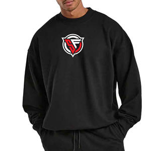 Custom Men's <b>Oversize</b> French Terry Crew Neck Sweatshirt 100% Cotton <b>Hoodies</b> with <b>Long</b> Sleeves for Winter - Product Image 6