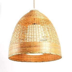 Cone Shape Asian Handmade Woven <b>Light</b> Open Weave Lamp Shade Retro Bamboo Woven Lamp Adjustable Height Creative Lampshade for - Product Image 1