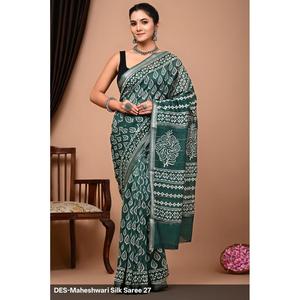 Hand Drawn Banarasi Saree Soft Indian Ethnic Style Maheshwari Silk with <b>Net</b> <b>Fabric</b> Women's Wedding Low Price - Product Image 1