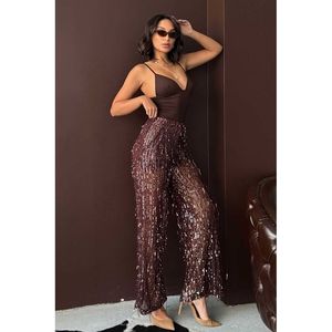 Pantalones de tul con lentejuelas Topshow Coffee al por mayor - [object Object] - Product Image 1