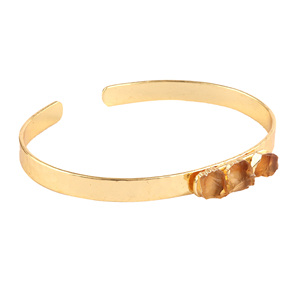 Brazalete curativo de cristal amarillo, aspecto crudo natural, banda de textura martillada citrino, brazalete abierto, pulseras llamativas chapadas en oro - Product Image 5