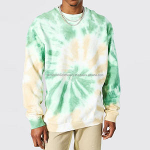 Sudaderas Personalizadas al por Mayor de Poliéster de Manga Larga para Hombre, Estilo Tie-Dye Verde, Cuello Redondo, Estilo Jersey de Otoño - Product Image 2