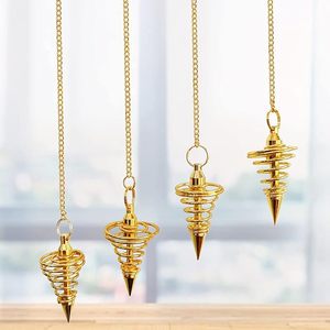 Venta caliente cobre Metal péndulo péndulos radiestesia curación colgante para radiestesia adivinación espiral cono Reiki para la venta - Product Image 2