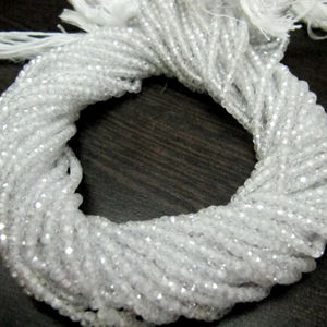 Zirconia cúbica blanca natural CZ Rondelle facetado cuentas de piedra de 3mm hebra de 13 pulgadas de largo - Product Image 3