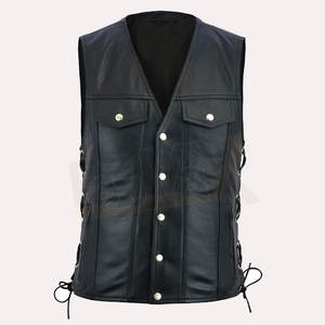 Chaleco de moto de cuero de alta calidad para hombre, logotipo impreso personalizado, chalecos y chalecos transpirables de talla grande para hombre - Product Image 3