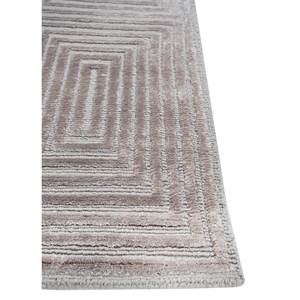 Tapis de salon géométrique gris et noir noué à la main en laine et soie de bambou - AIWB-3030 - Product Image 4