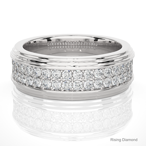 1.04 CTW Round Lab Grown Diamond Half Eternity Set CVD Wedding Band in <b>Rose</b> <b>Gold</b> for <b>Men</b> Anniversary Gift Band - Product Image 5