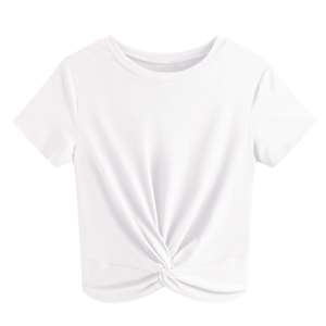 Venta al por mayor de alta calidad Crop Top camiseta para mujeres transpirable Yoga desgaste de algodón último diseño OEM servicio Crop Top calidad desgaste - Product Image 6