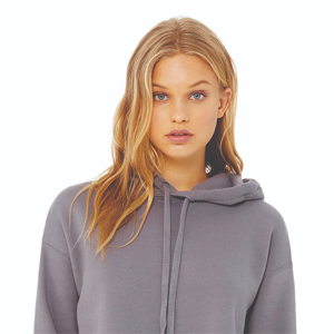 Custom Women's Cropped Fleece Hoodie with Dropped Shoulder Design Performance Sports Style 100% Cotton for Winter - Product Image 3