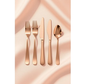 Juego de cubiertos de acero inoxidable con acabado en oro rosa, un esencial de comedor de lujo que impresiona a primera vista y en cada bocado - Product Image 3