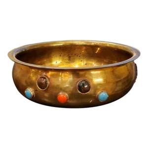 Cuenco para servir de metal dorado de diseño clásico y atractivo de primera calidad, pieza única con diseño extra genial a muy buen precio - Product Image 1