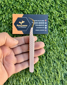 Pince à cils Beige personnalisée de haute qualité avec pointe en fibre d'acier inoxydable outils de cils de marque privée - Product Image 1