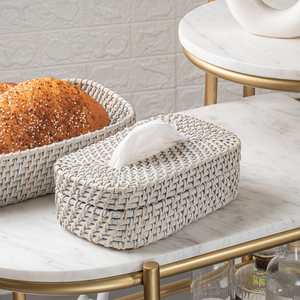 Caja de pañuelos tejida a mano de ratán blanqueado, OEM ODM, para el hogar, Hotel, sala de estar, cocina, gran oferta - Product Image 1